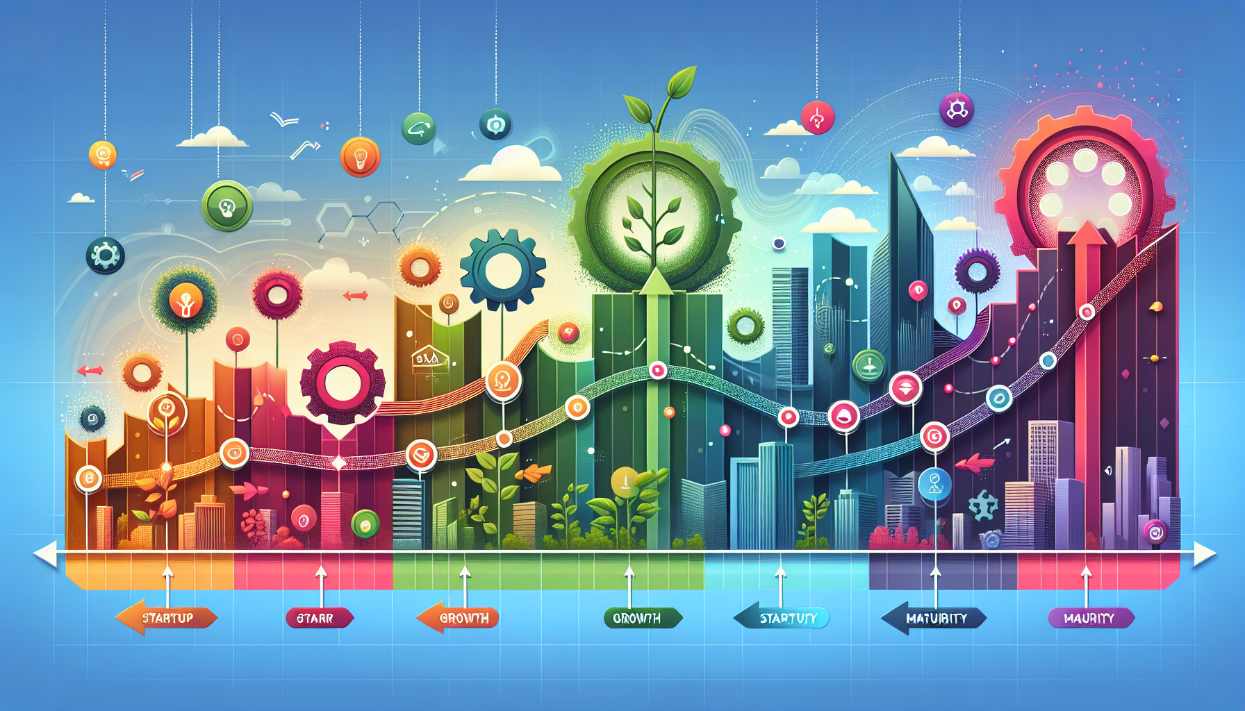 A visual representation of the SaaS business lifecycle stages.